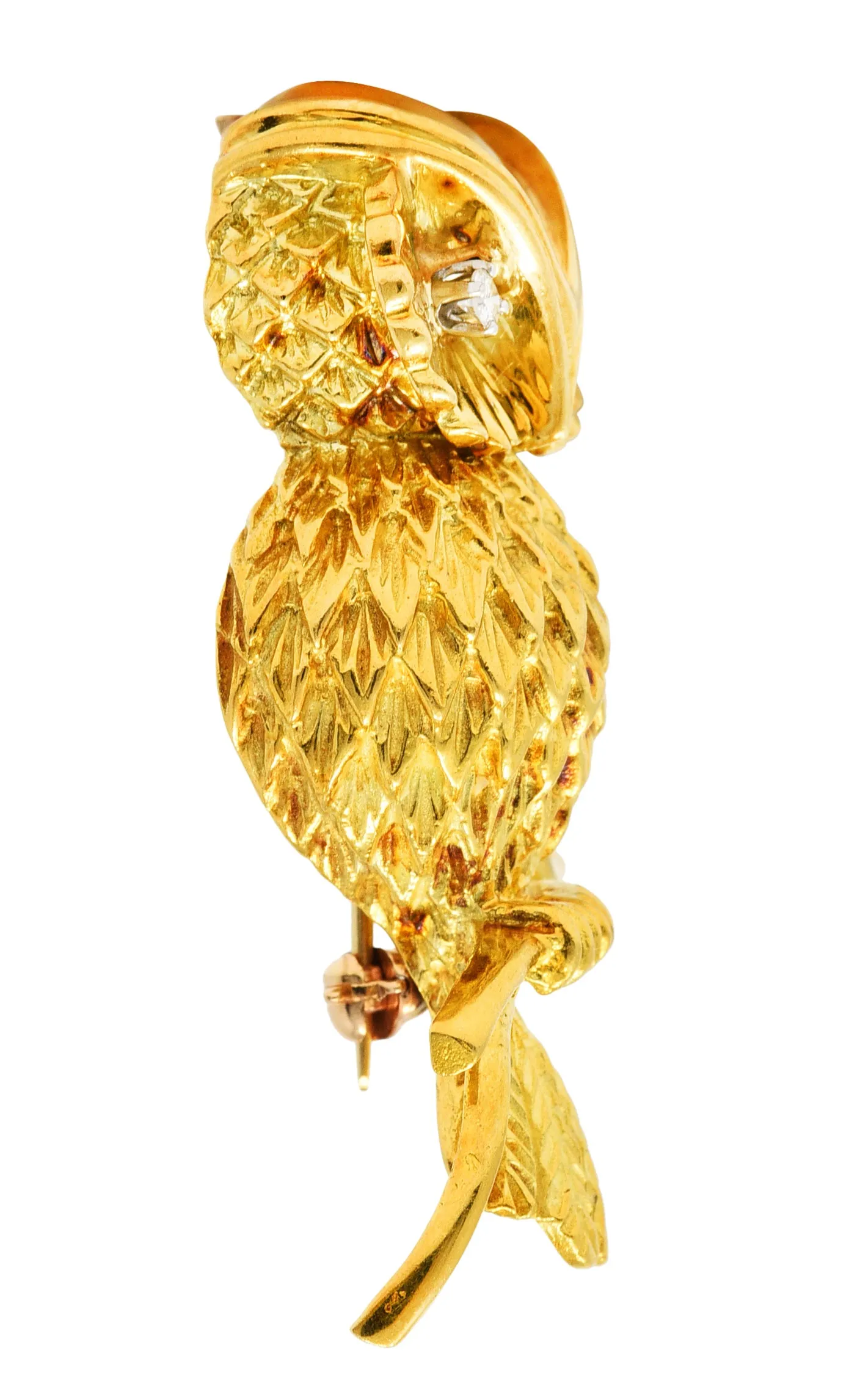 Tiffany & Co. Retro Diamond 18 Karat Gold Owl Brooch