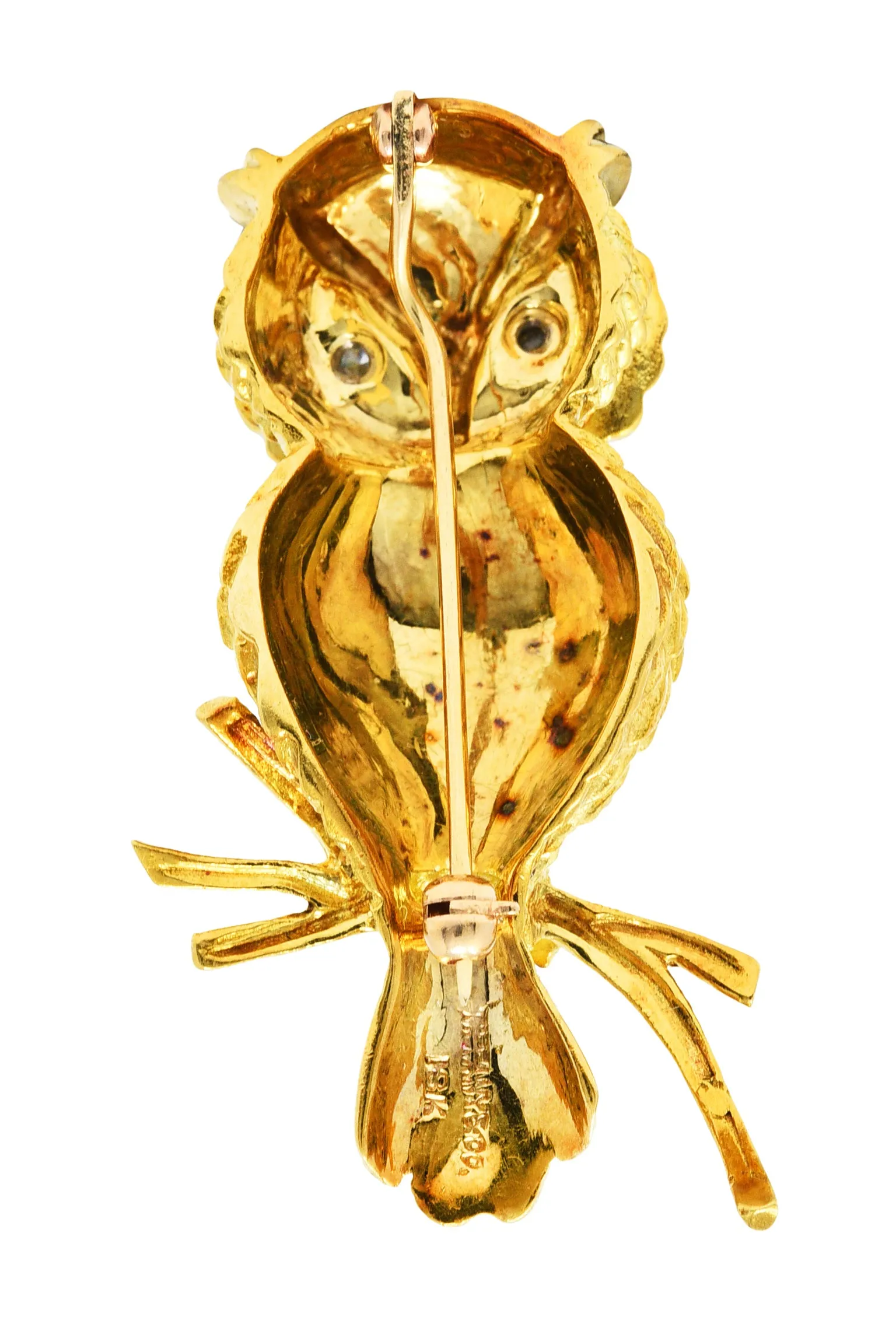 Tiffany & Co. Retro Diamond 18 Karat Gold Owl Brooch