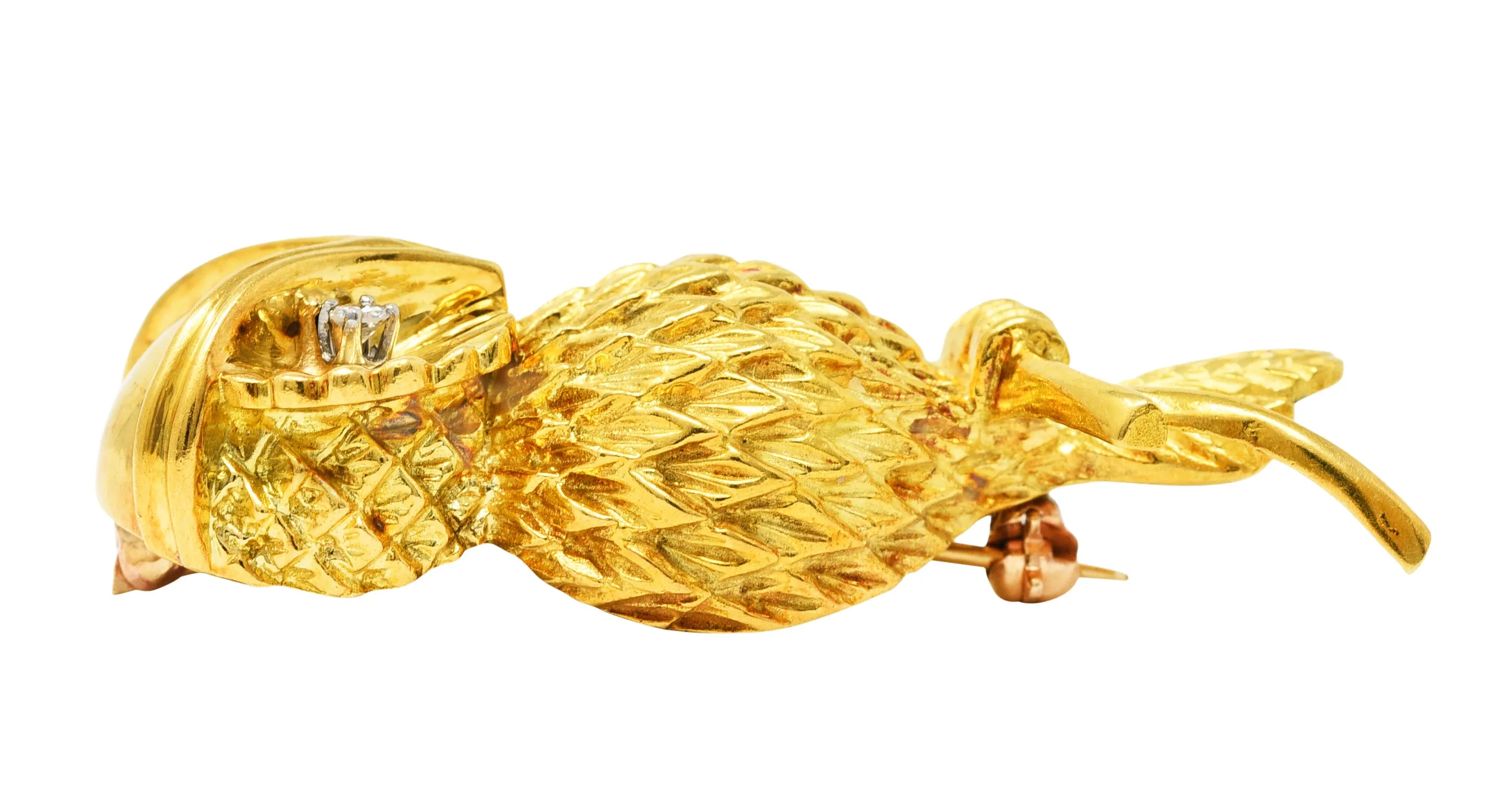 Tiffany & Co. Retro Diamond 18 Karat Gold Owl Brooch