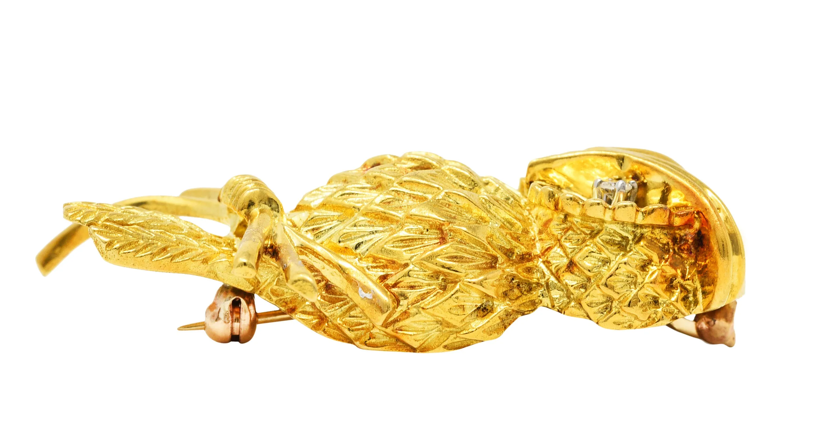 Tiffany & Co. Retro Diamond 18 Karat Gold Owl Brooch