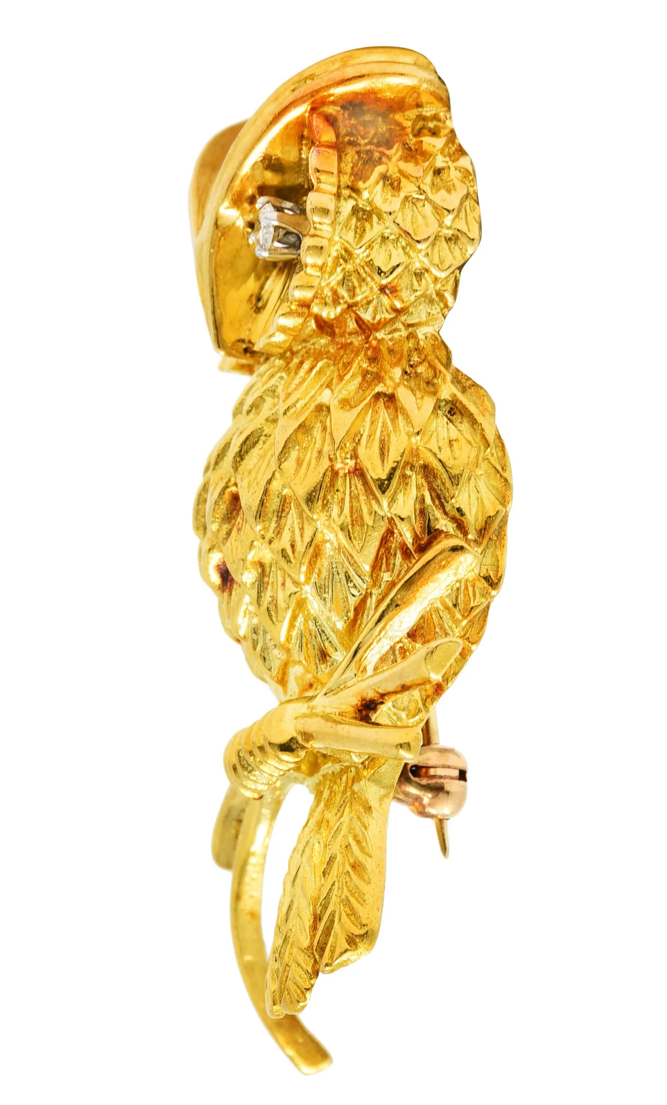 Tiffany & Co. Retro Diamond 18 Karat Gold Owl Brooch