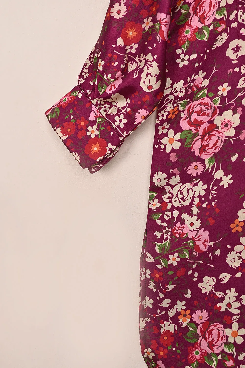 TKF-190-Royal Fucshia - Kids 2Pc Digital Silk Co-Ord Set