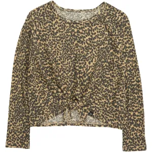 Treasure & Bond Girls Tie Front Long Sleeve Cozy Knit Top