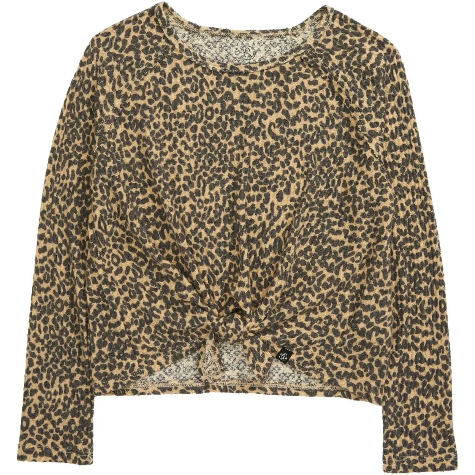 Treasure & Bond Girls Tie Front Long Sleeve Cozy Knit Top