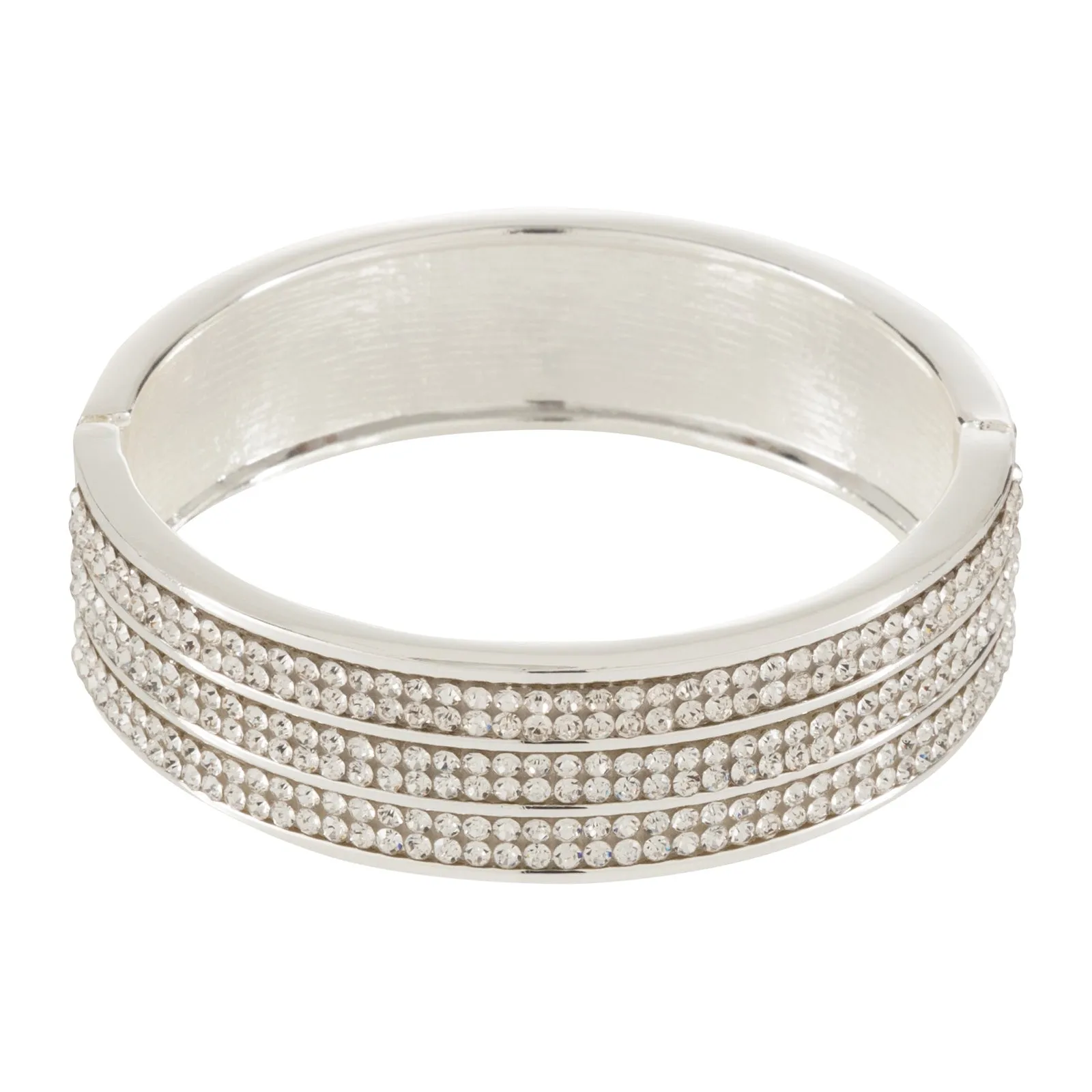 TRIPLE ROW SILVER AND DIAMANTE BRACELET