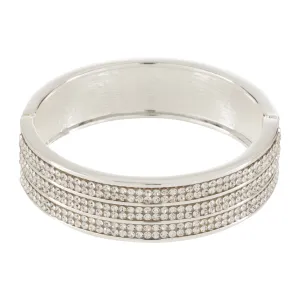 TRIPLE ROW SILVER AND DIAMANTE BRACELET