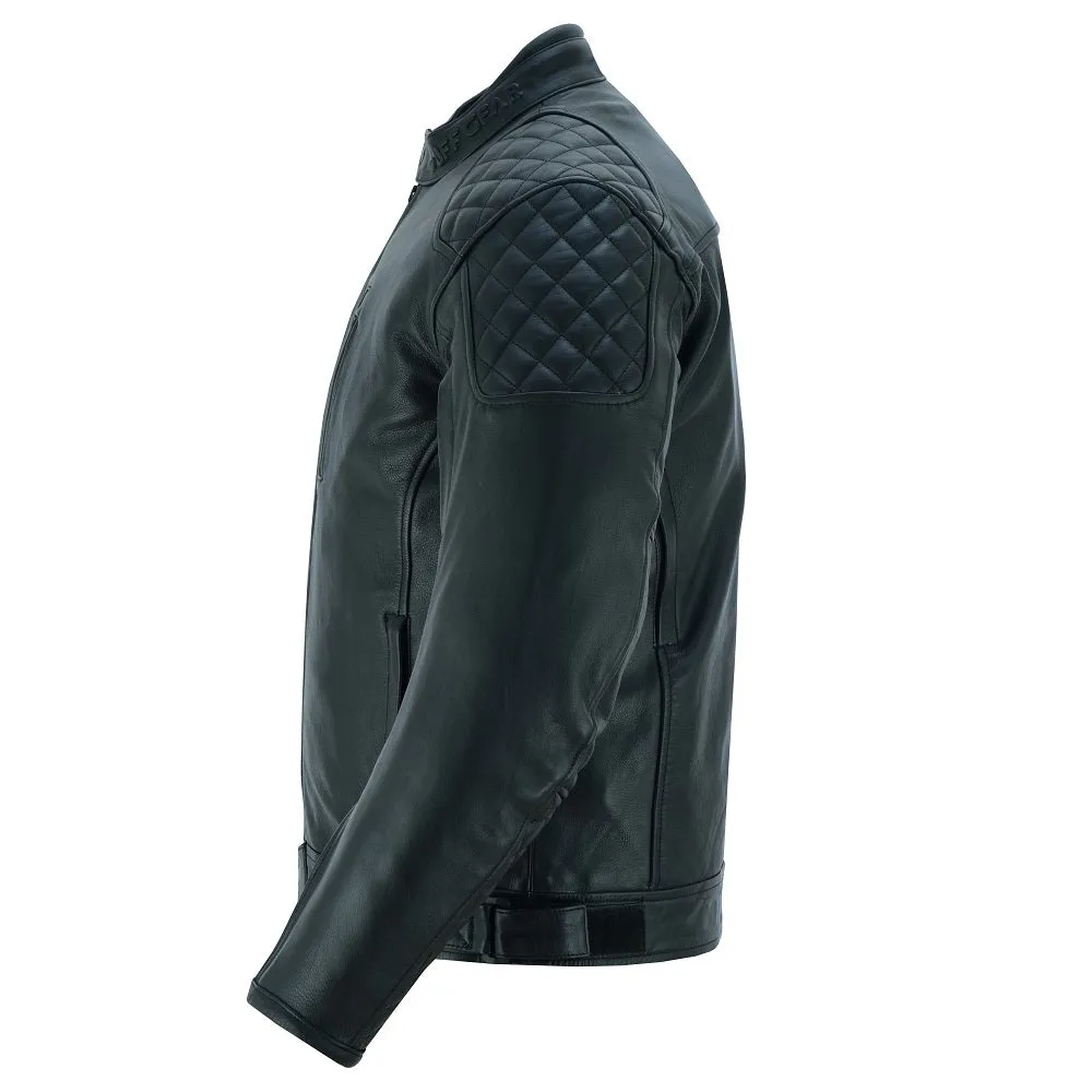 Tuff Gear Motorcycle Leather Classic Retro Jacket - Black