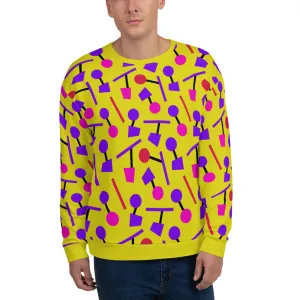 Unisex Sweatshirt, Geometric Memphis Yellow