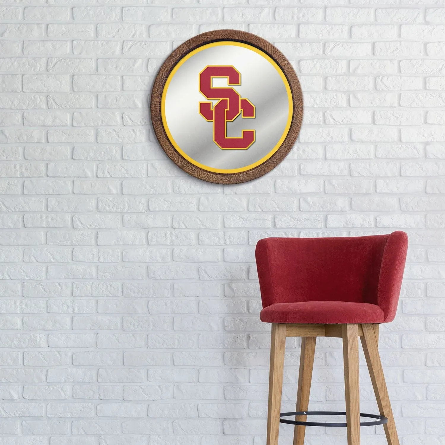 USC Trojans: SC- "Faux" Barrel Top Mirrored Wall Sign