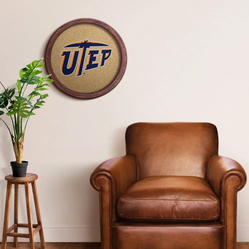UTEP Miners: "Faux" Barrel Framed Cork Board
