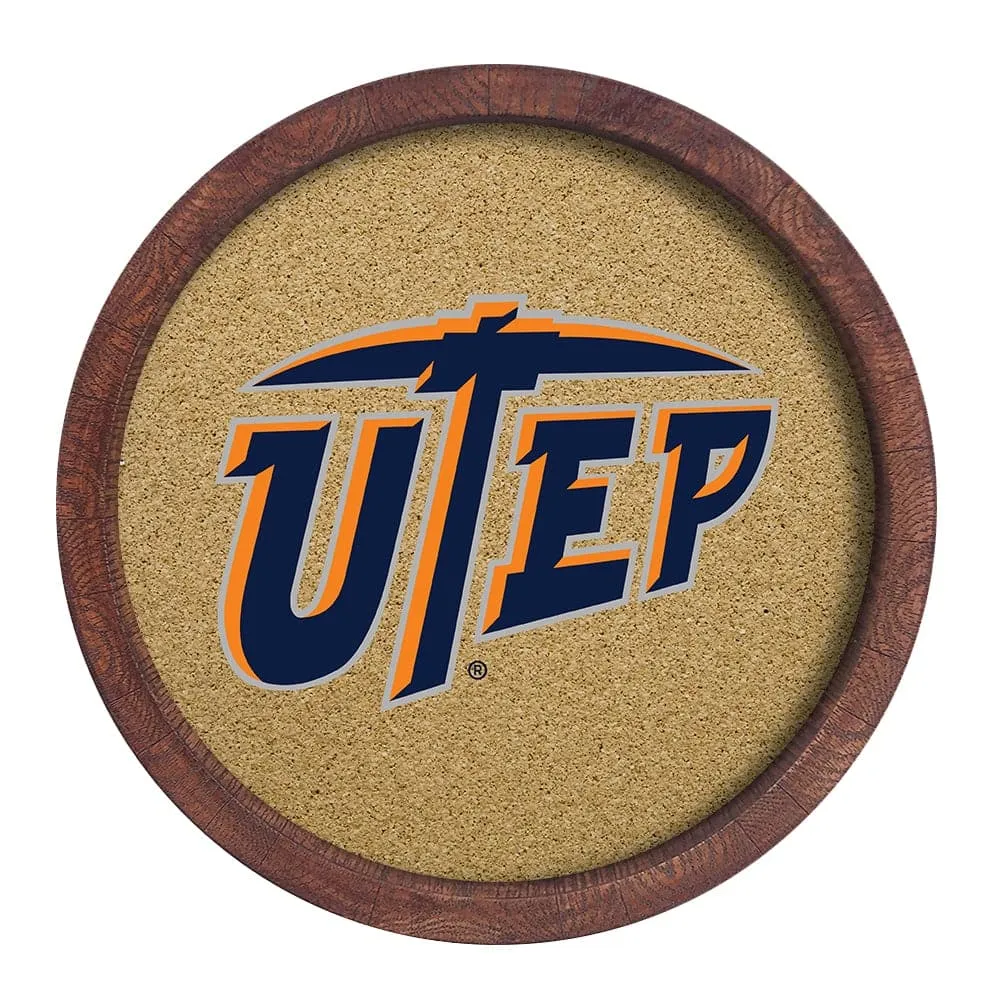 UTEP Miners: "Faux" Barrel Framed Cork Board