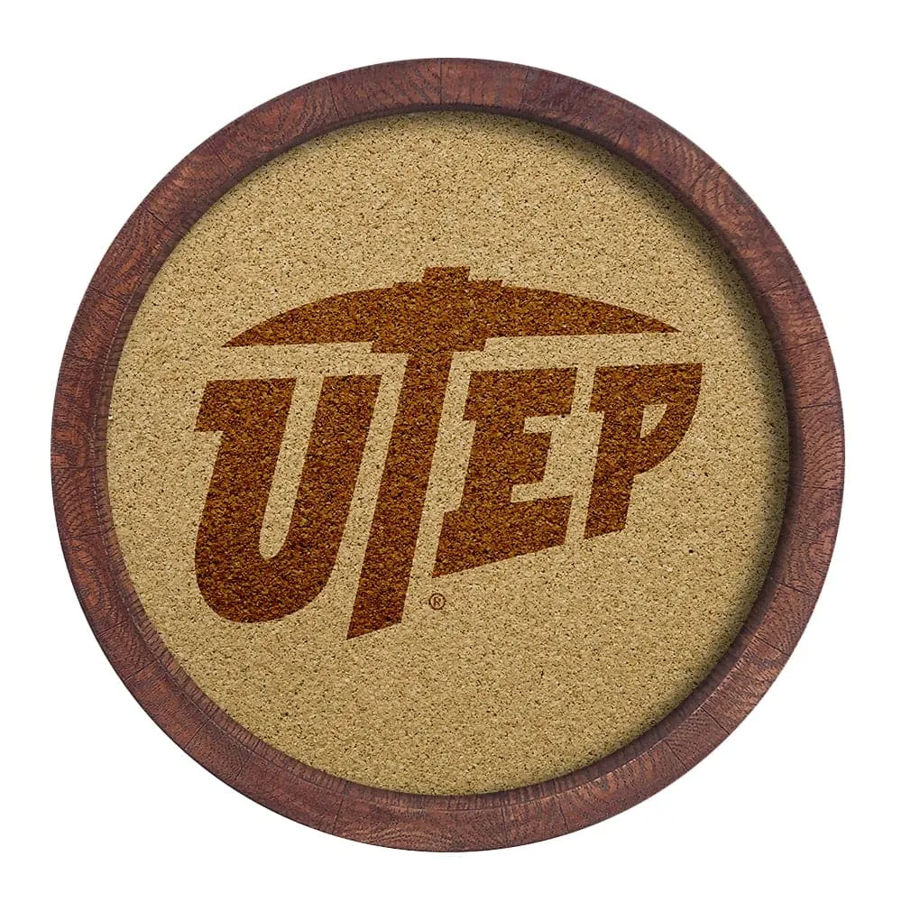 UTEP Miners: "Faux" Barrel Framed Cork Board