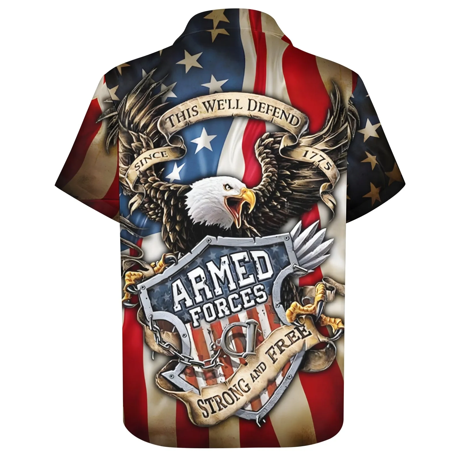 Veterans Day Eagle Patriotic Print Casual Short Sleeve Shirt 2404000298