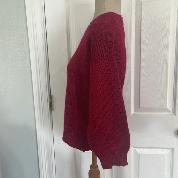 Vintage Alison J Burgundy red pull over cable knit sweater women’s petite P