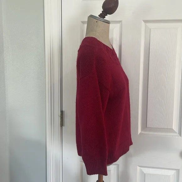 Vintage Alison J Burgundy red pull over cable knit sweater women’s petite P