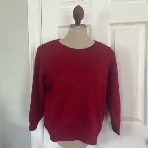 Vintage Alison J Burgundy red pull over cable knit sweater women’s petite P