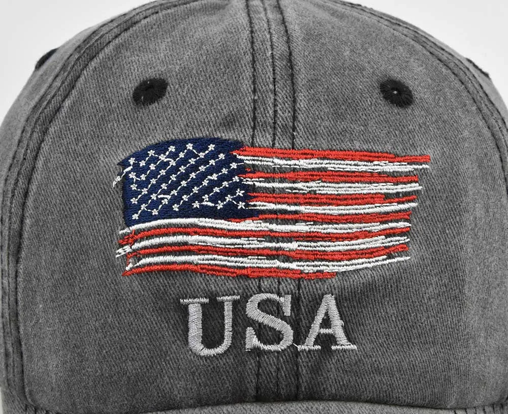 Vintage American Flag Embroidered Baseball Cap for Men & Women