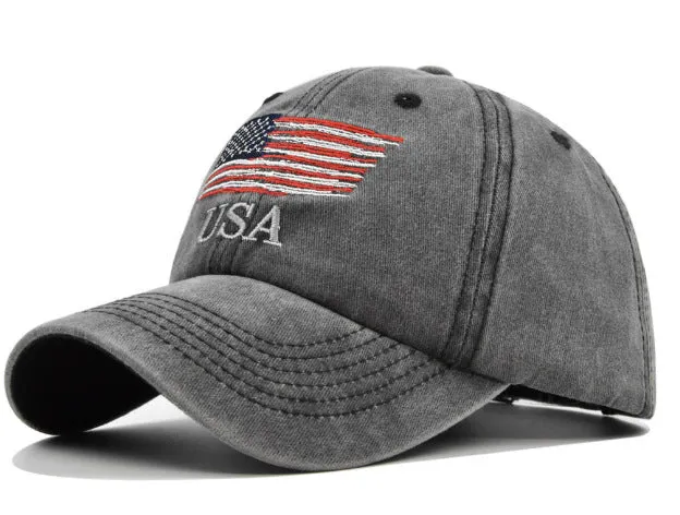 Vintage American Flag Embroidered Baseball Cap for Men & Women