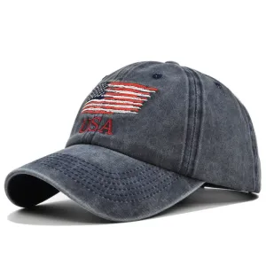 Vintage American Flag Embroidered Baseball Cap for Men & Women
