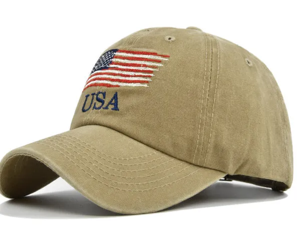 Vintage American Flag Embroidered Baseball Cap for Men & Women