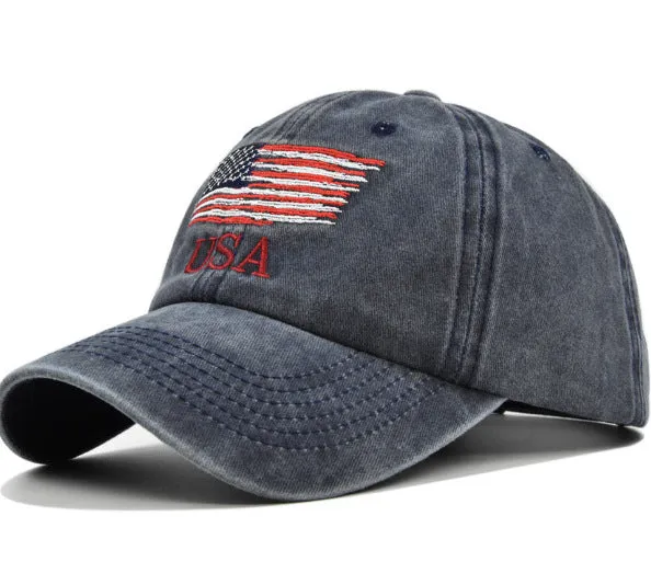 Vintage American Flag Embroidered Baseball Cap for Men & Women