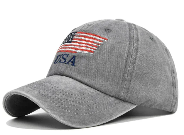 Vintage American Flag Embroidered Baseball Cap for Men & Women