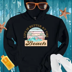 Vintage Beach Hoodie With Retro Sunrise Design