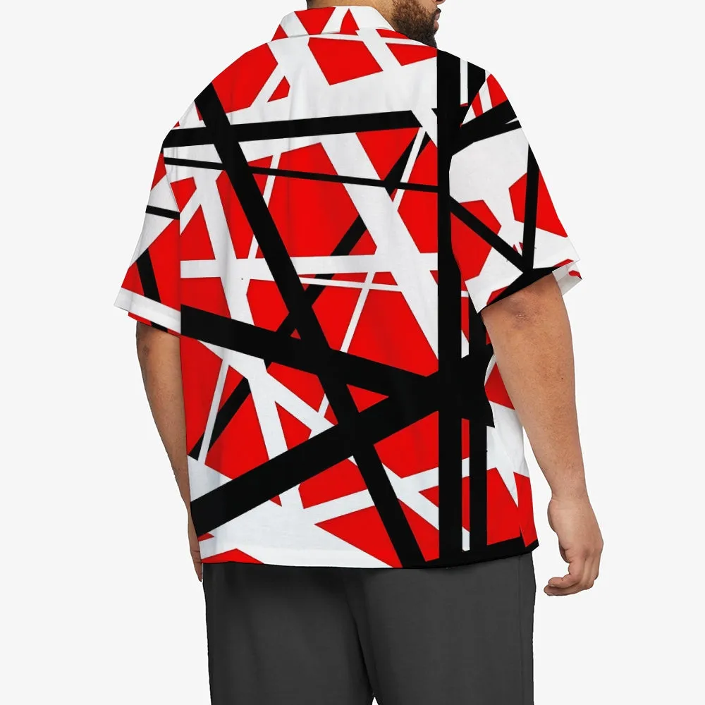 Vintage Classic Electric Guitar Frankenstrat Print Casual Short Sleeve Shirt 2404000703