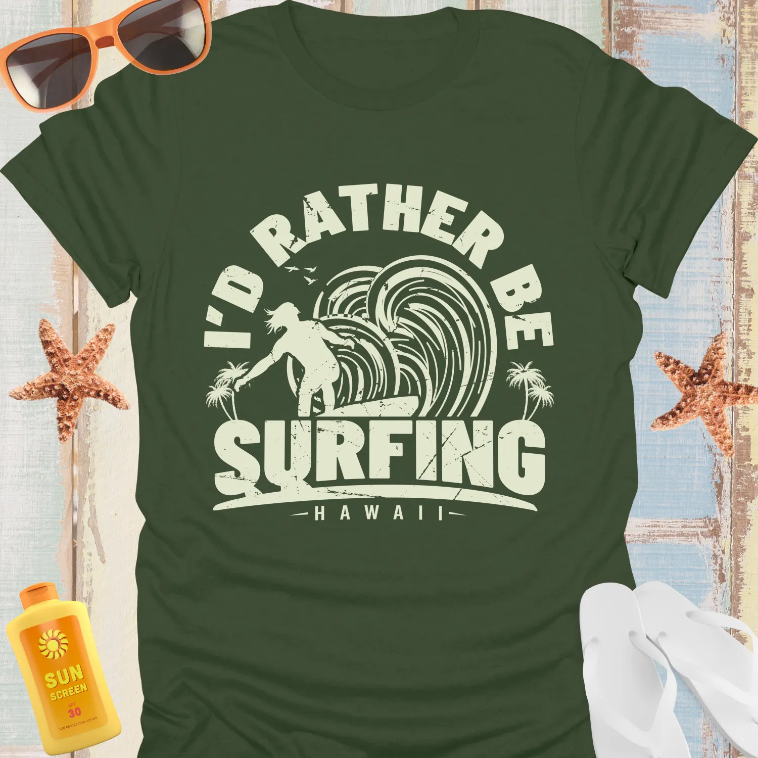 Vintage Style Id Rather Be Surfing T-Shirt Retro Vibe