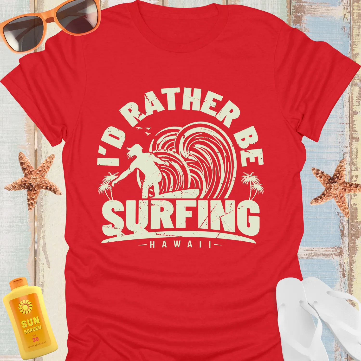 Vintage Style Id Rather Be Surfing T-Shirt Retro Vibe