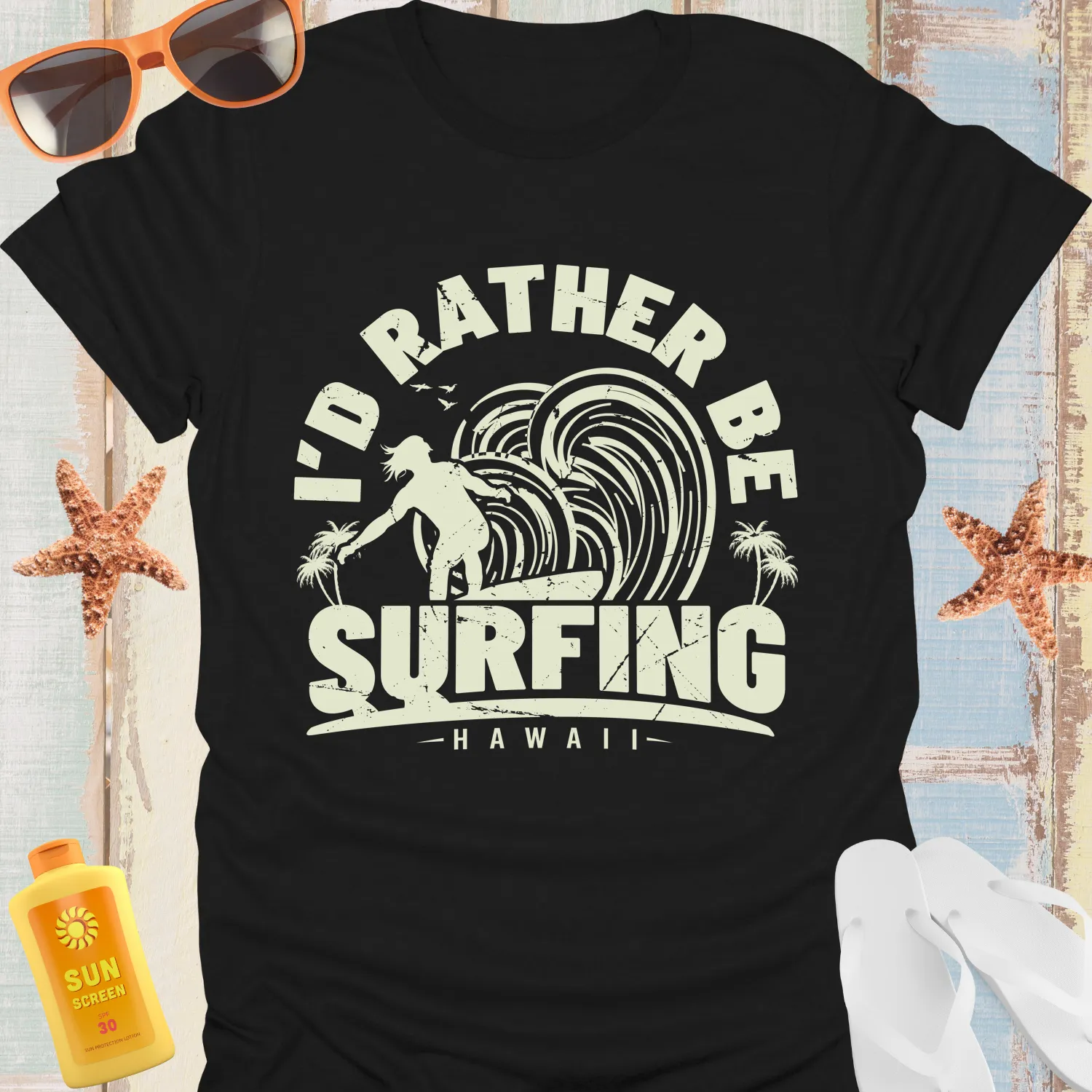Vintage Style Id Rather Be Surfing T-Shirt Retro Vibe