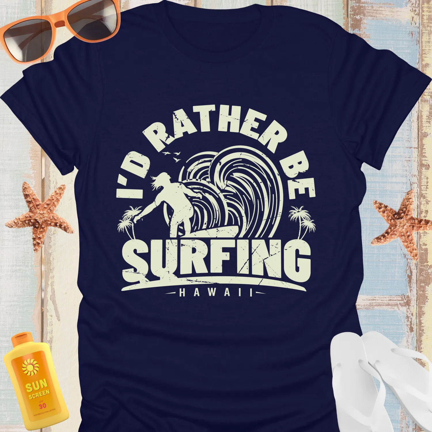 Vintage Style Id Rather Be Surfing T-Shirt Retro Vibe