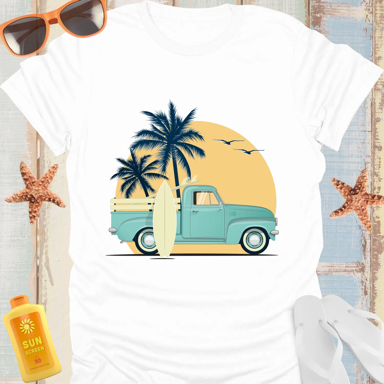 Vintage Surf Truck Retro Beach Vibe T-Shirt