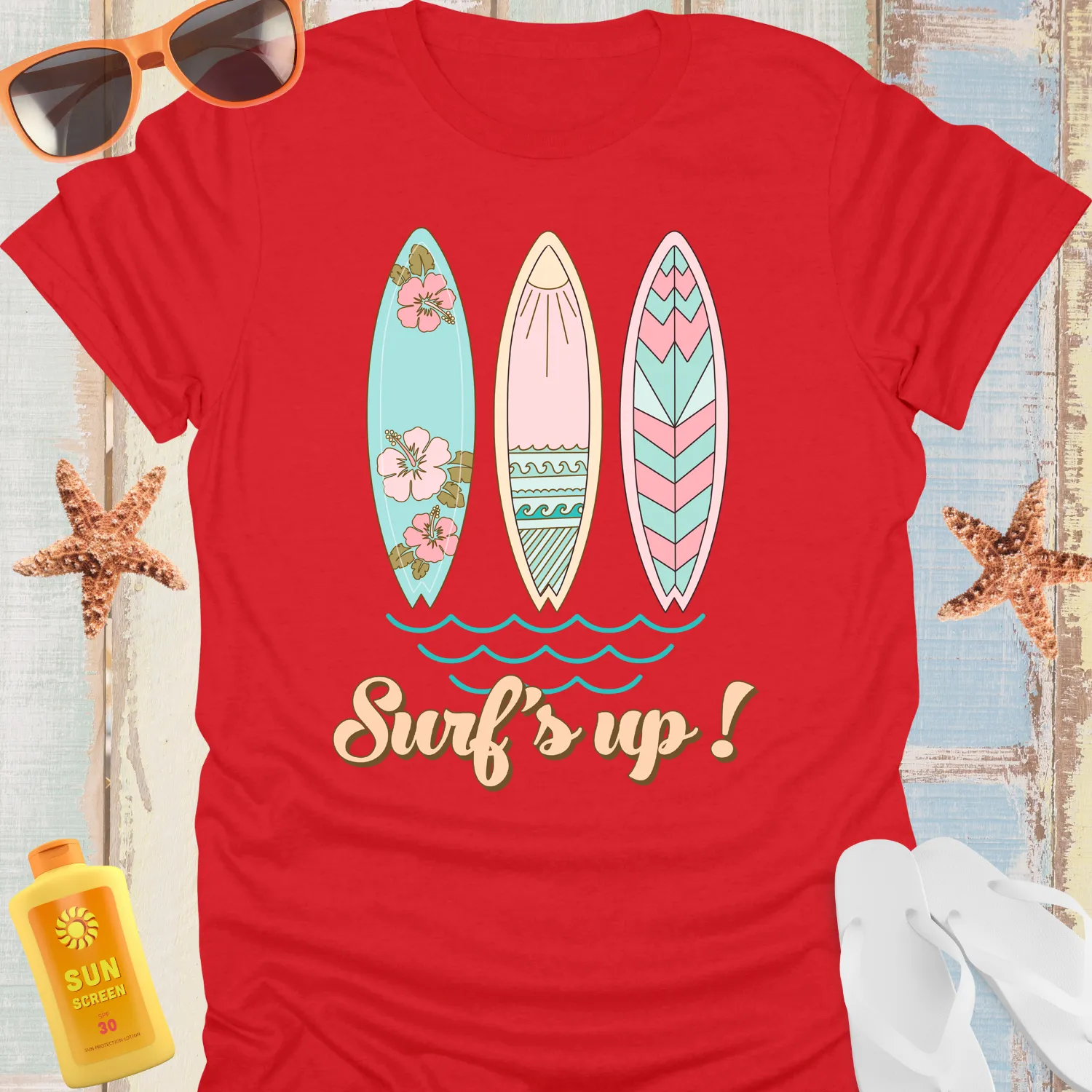 Vintage Surfboards Tshirt With Retro Beach Design