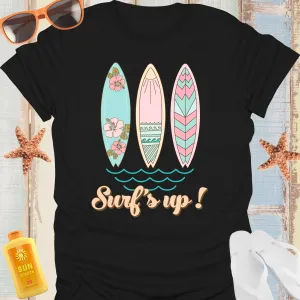 Vintage Surfboards Tshirt With Retro Beach Design