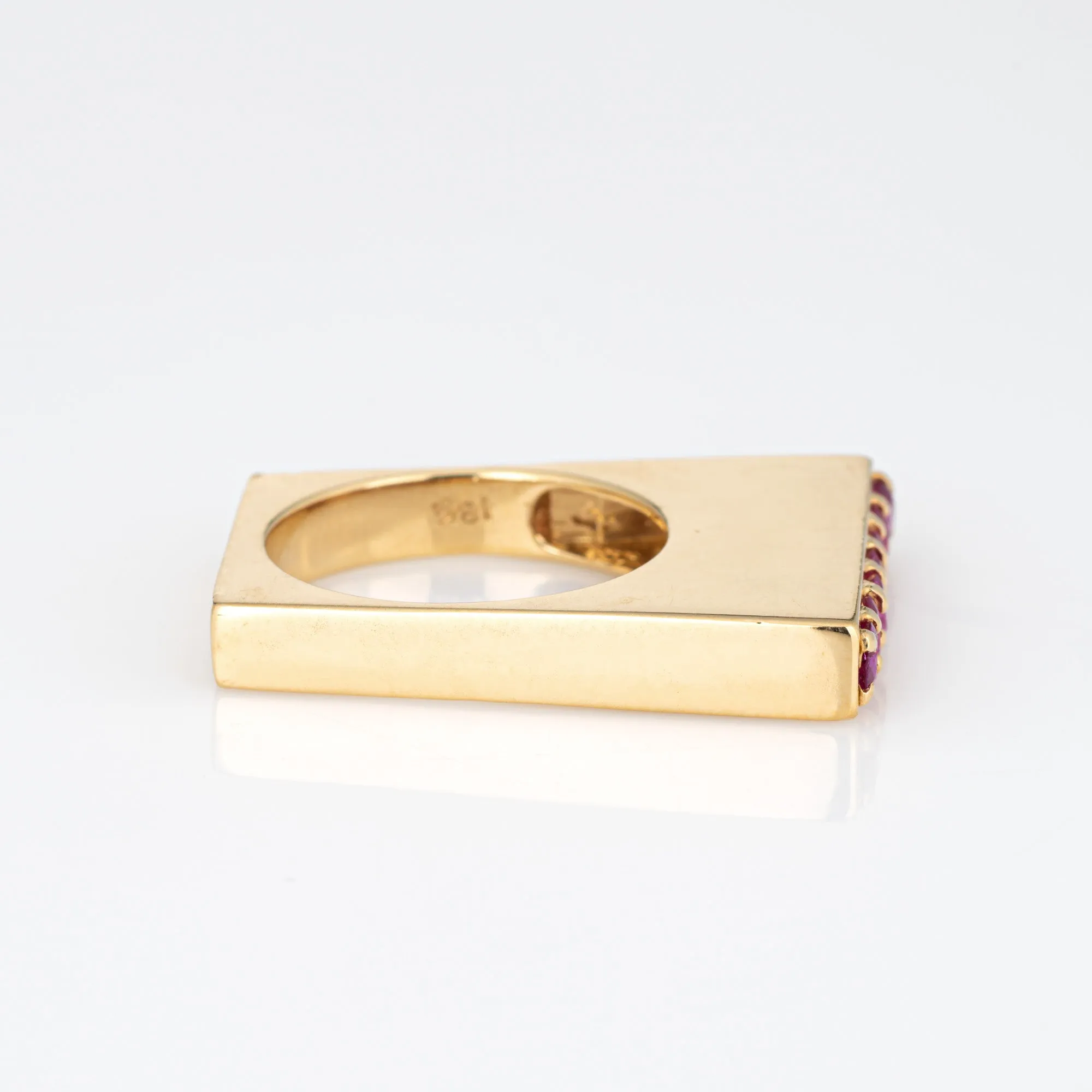 Vintage Tiffany & Co Square Ruby Ring 18k Yellow Gold Sz 6 Band Signed Jewelry