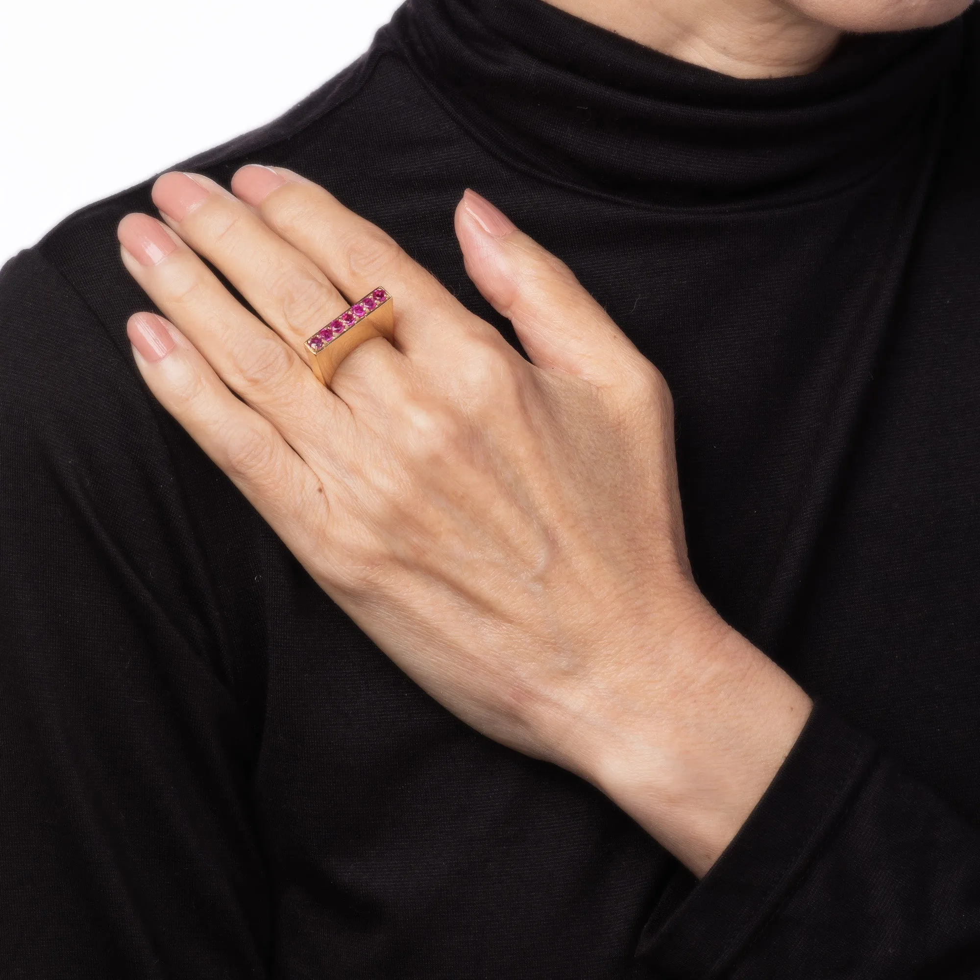Vintage Tiffany & Co Square Ruby Ring 18k Yellow Gold Sz 6 Band Signed Jewelry