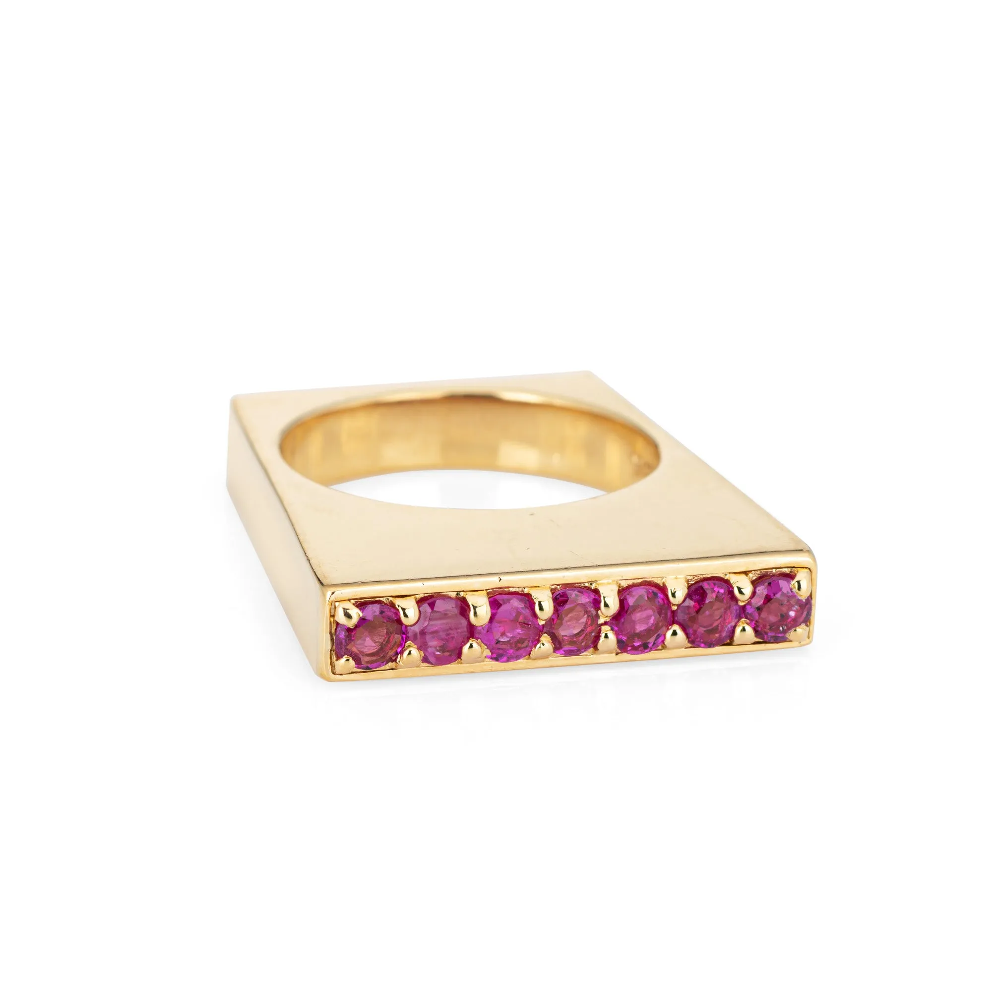 Vintage Tiffany & Co Square Ruby Ring 18k Yellow Gold Sz 6 Band Signed Jewelry