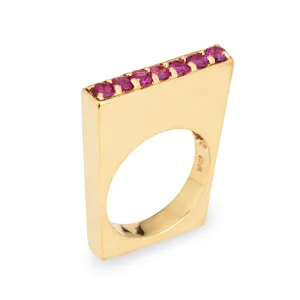 Vintage Tiffany & Co Square Ruby Ring 18k Yellow Gold Sz 6 Band Signed Jewelry