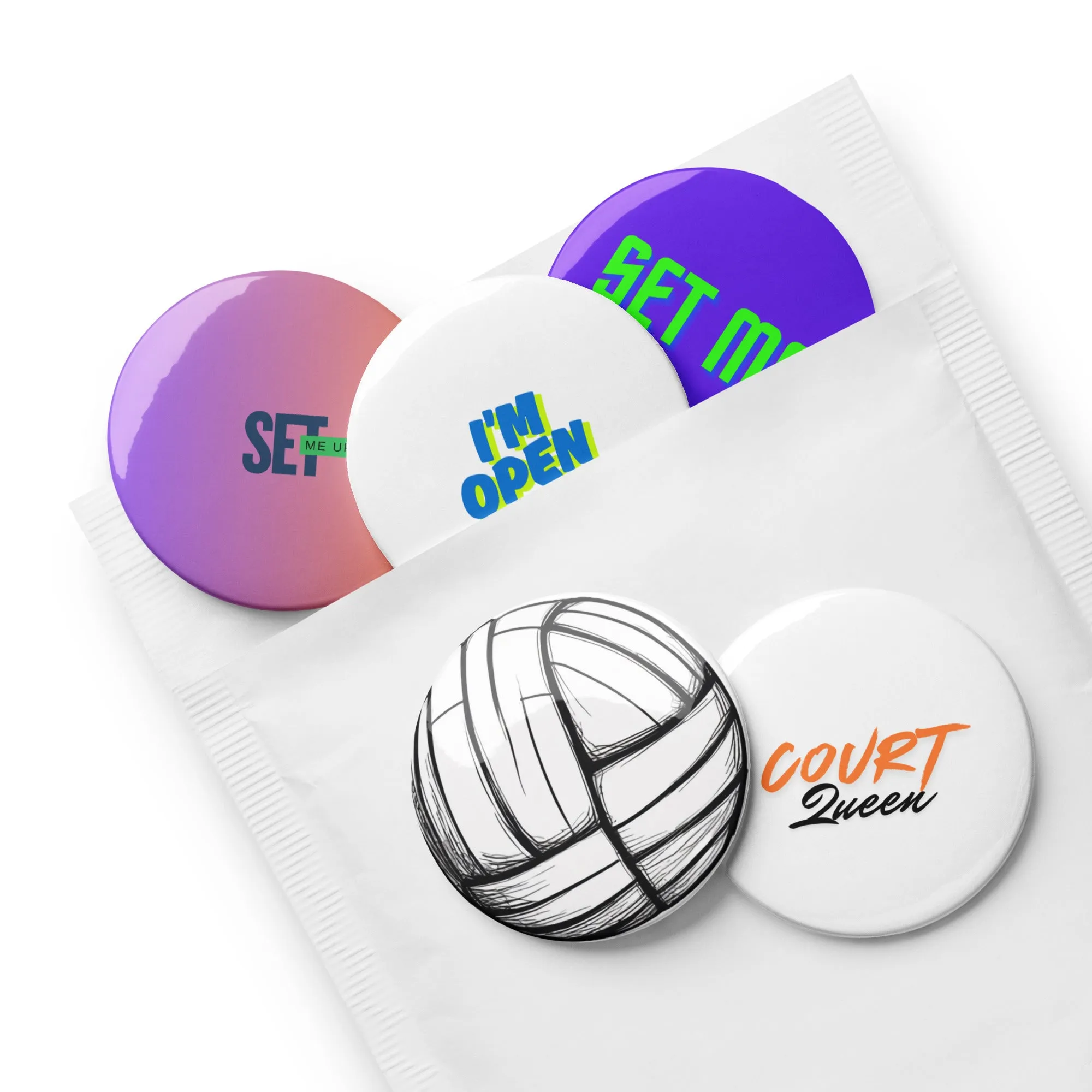 Volleyball Tournament Gift: Collectible Pin Buttons - Unique Set of 5 for Fans and Players
