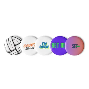 Volleyball Tournament Gift: Collectible Pin Buttons - Unique Set of 5 for Fans and Players