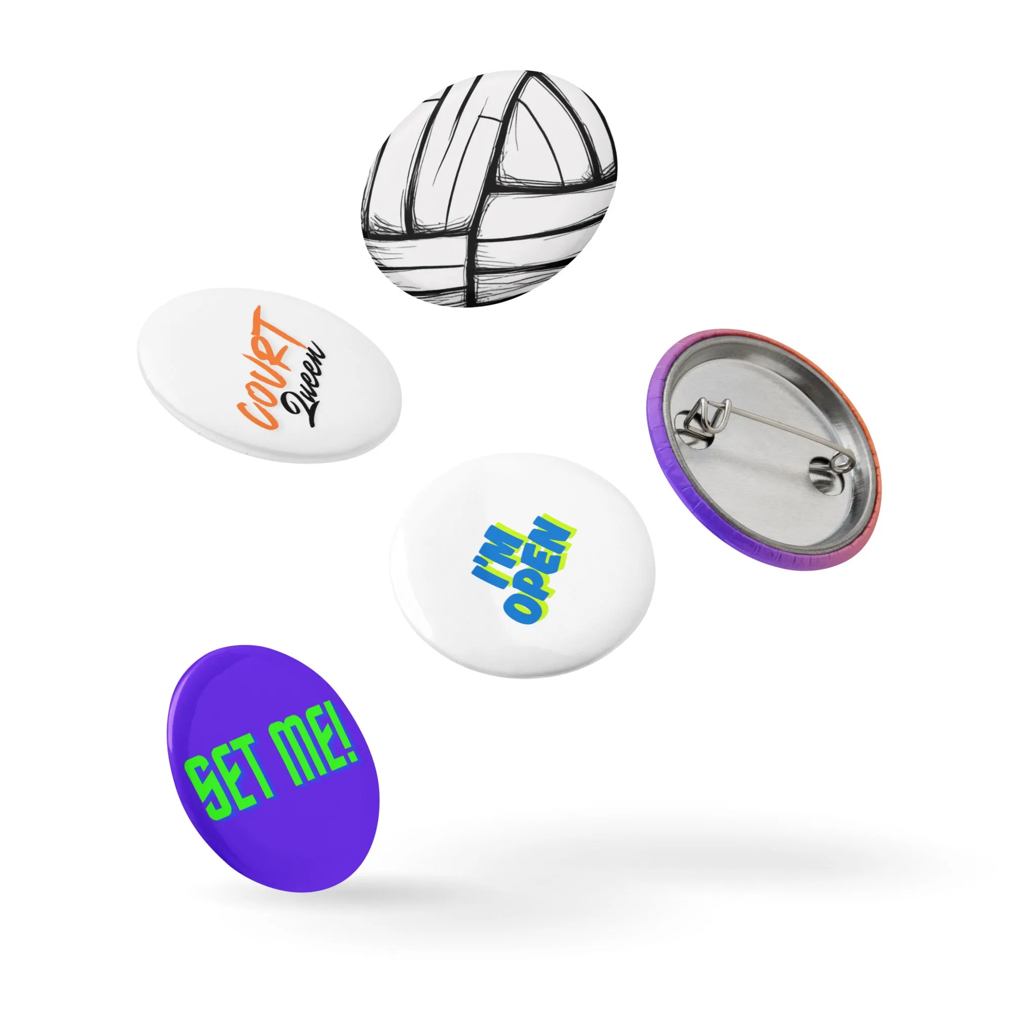 Volleyball Tournament Gift: Collectible Pin Buttons - Unique Set of 5 for Fans and Players