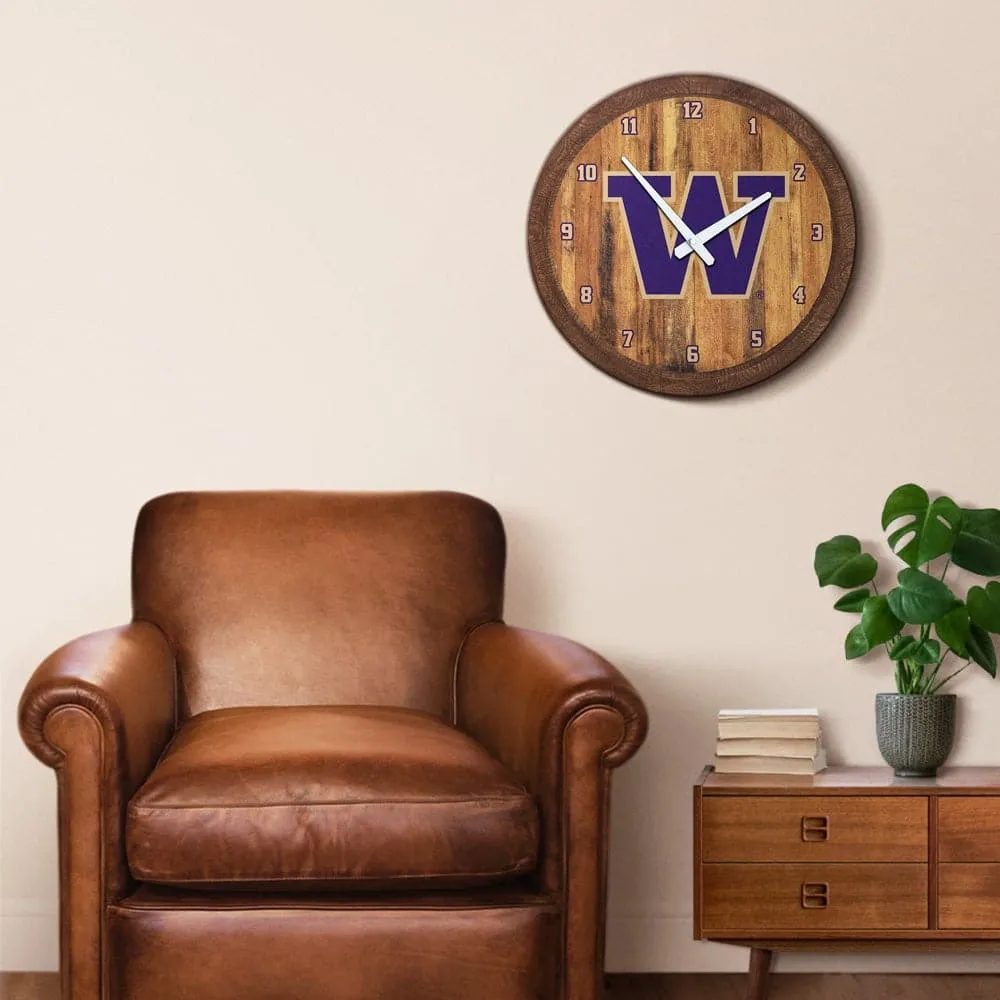 Washington Huskies: Faux Barrel Top Wall Clock