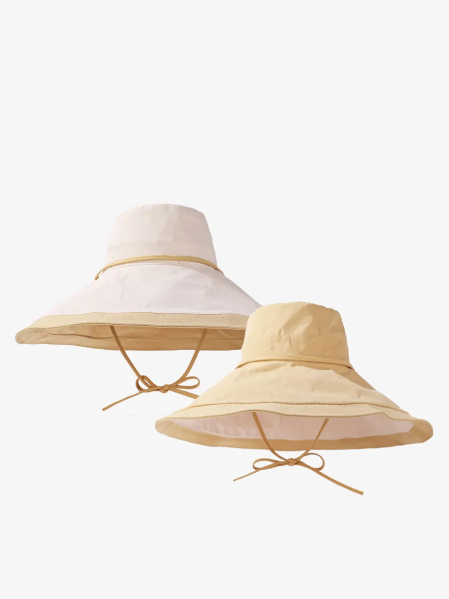 Women Summer Colorblock Sunproof Large Brim Hat