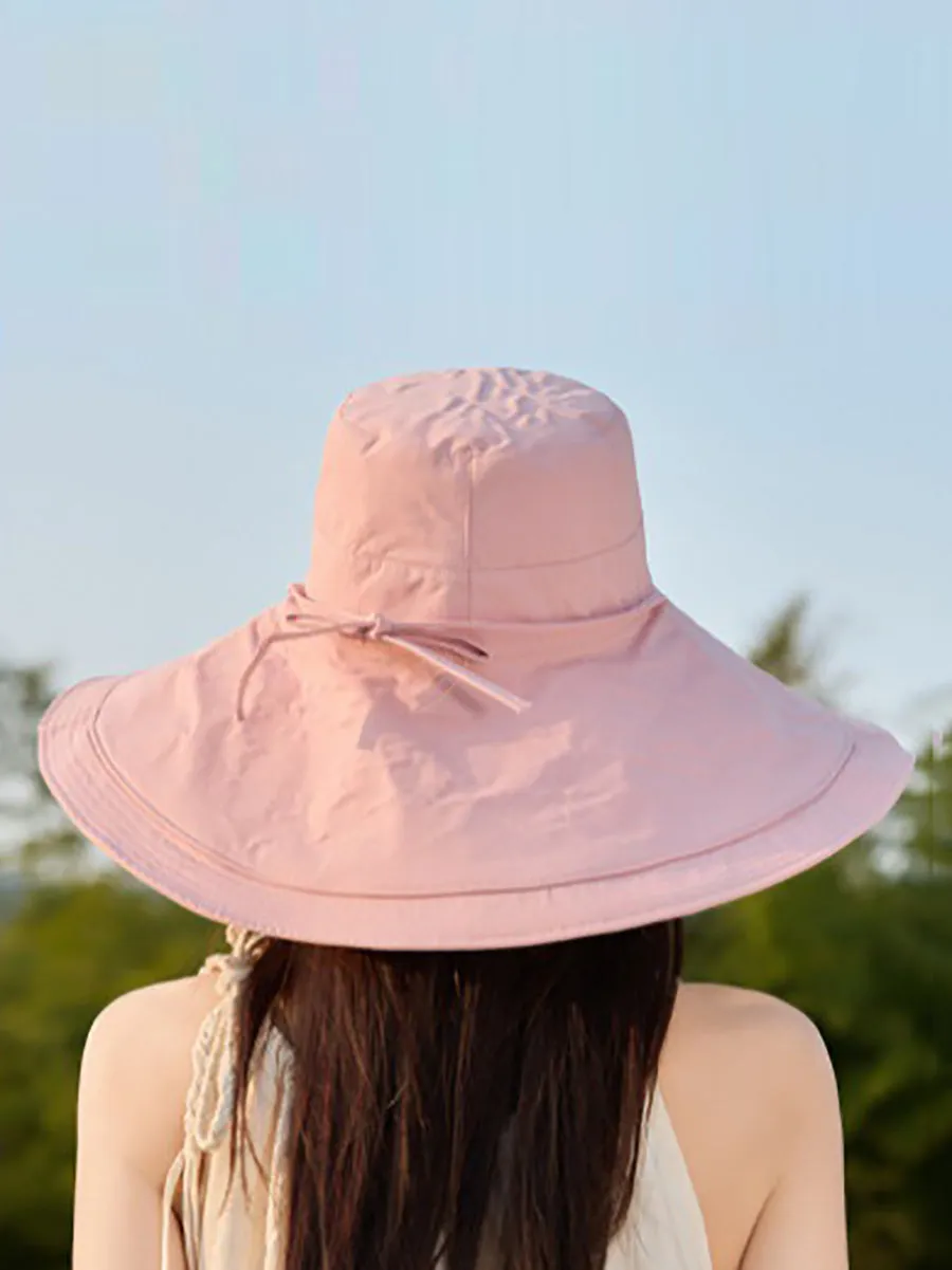 Women Summer Colorblock Sunproof Large Brim Hat