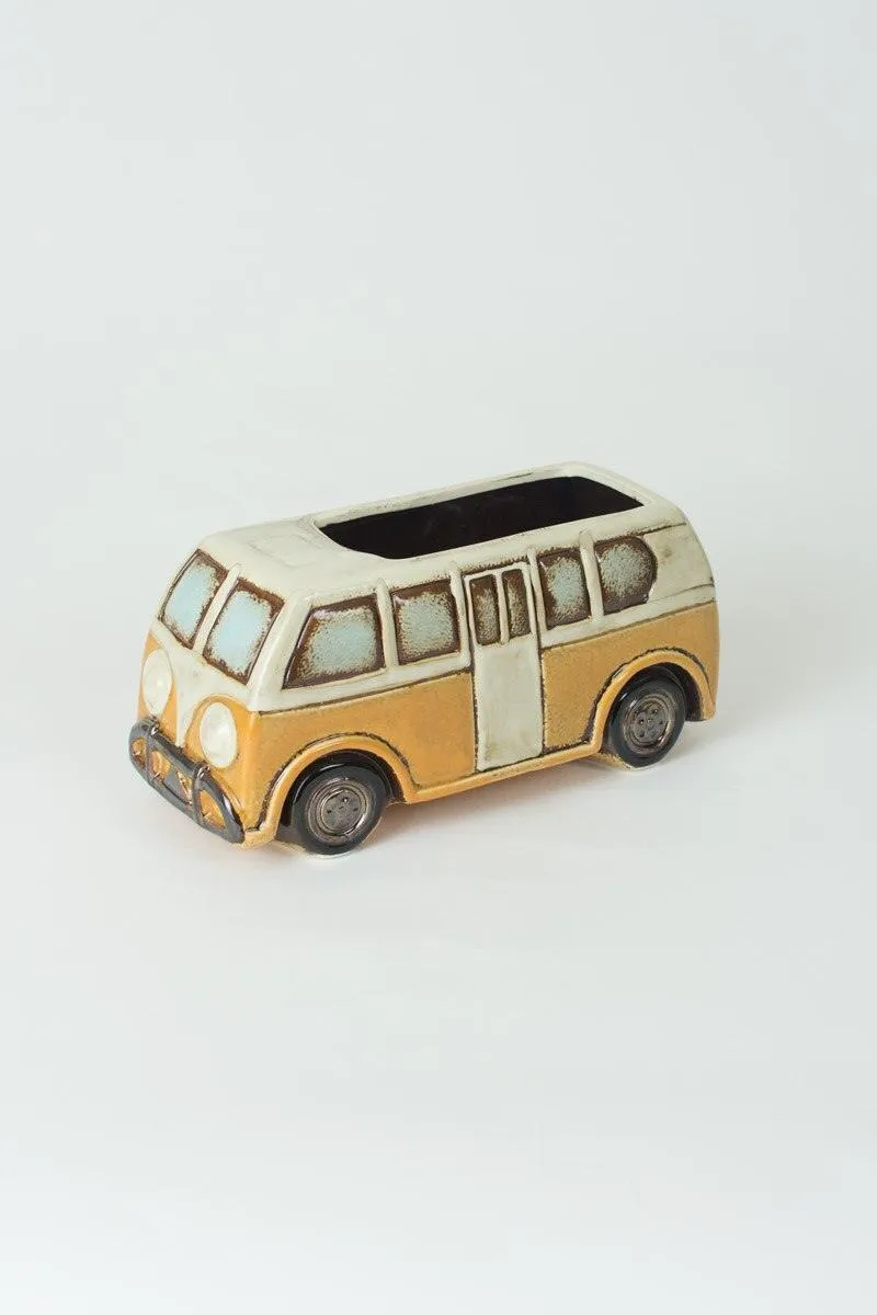 Yellow Ceramic Van Planter (Pack of 2)