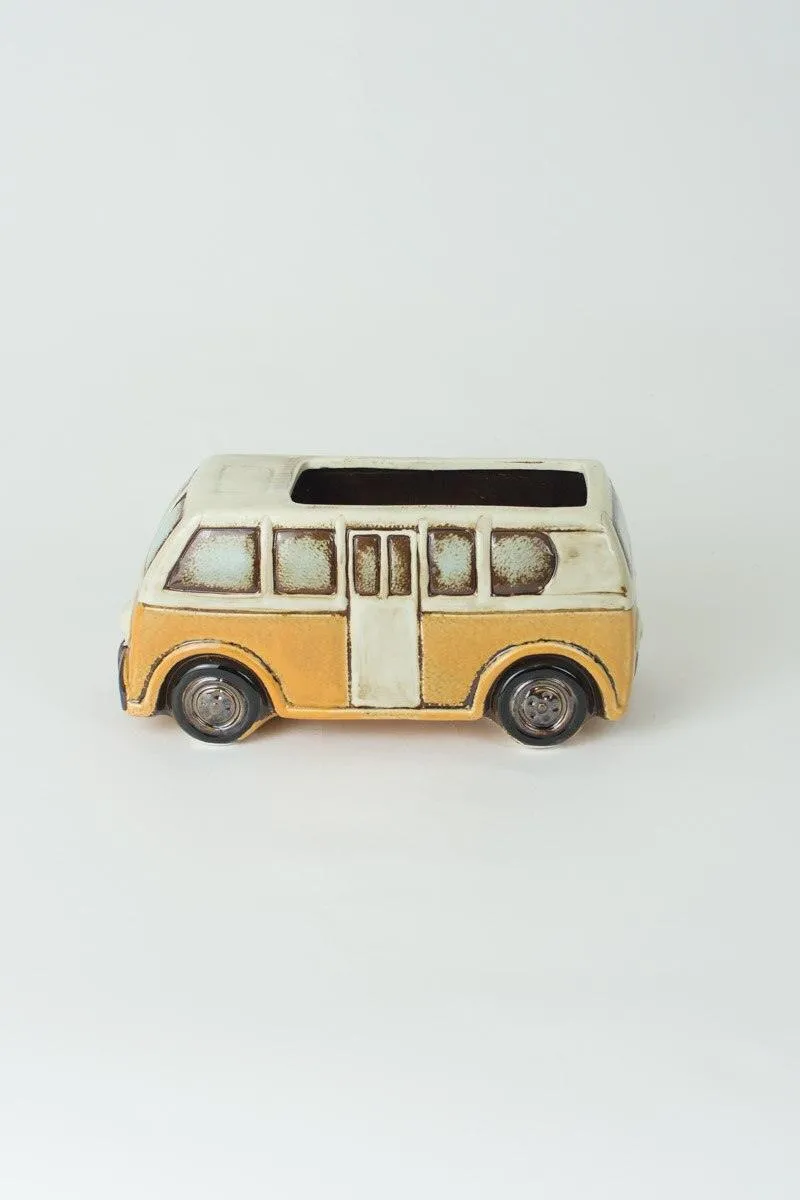 Yellow Ceramic Van Planter (Pack of 2)